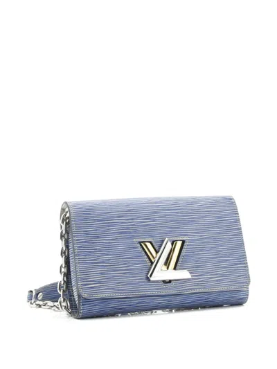 Pre-owned Louis Vuitton Twist Chain Wallet Epi Leather Crossbody Bag In Blue