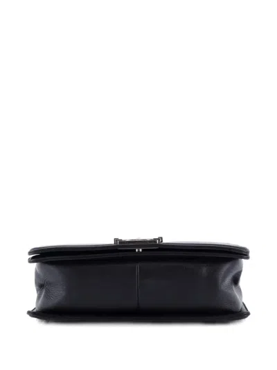 Pre-owned Chanel Boy Flap Bag Chevron Wrinkled Lambskin Old Medium Shoulder Bag In Black