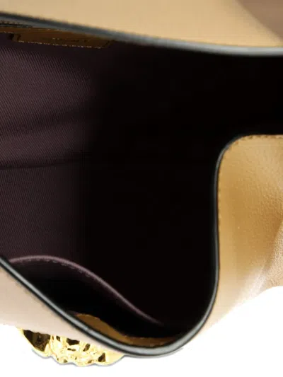 Pre-owned Versace La Medusa Leather Medium Hobo Bag In Brown