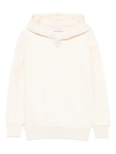 Yes London Triangle Patch Hooded Sweater In Neutral