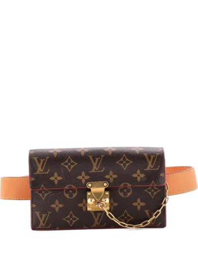 Pre-owned Louis Vuitton S Lock Pouch Monogram Canvas Belt Bag In Brown