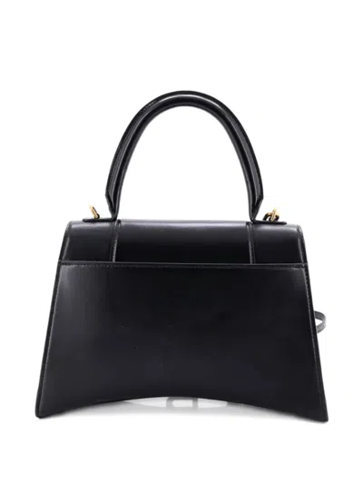 Pre-owned Balenciaga Hourglass Top Handle Bag Leather Medium Satchel In Black