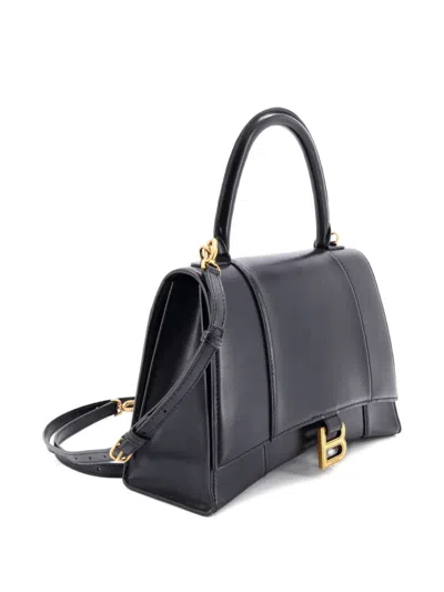Pre-owned Balenciaga Hourglass Top Handle Bag Leather Medium Satchel In Black