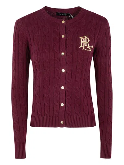 Ralph Lauren Cable-knit Button Cardigan In Purple