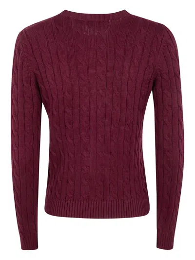 Ralph Lauren Cable-knit Button Cardigan In Purple