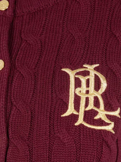 Ralph Lauren Cable-knit Button Cardigan In Purple