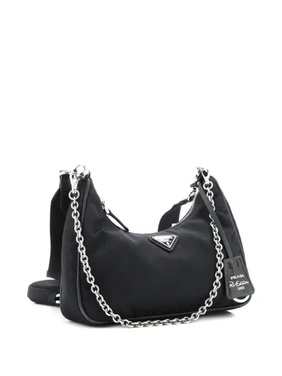 Pre-owned Prada Re-edition 2005 Shoulder Bag Tessuto Small Crossbody Bag In Black