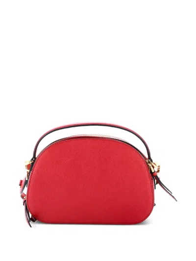 Pre-owned Prada Odette Top Handle Bag Saffiano Leather Small Shoulder Bag In Red