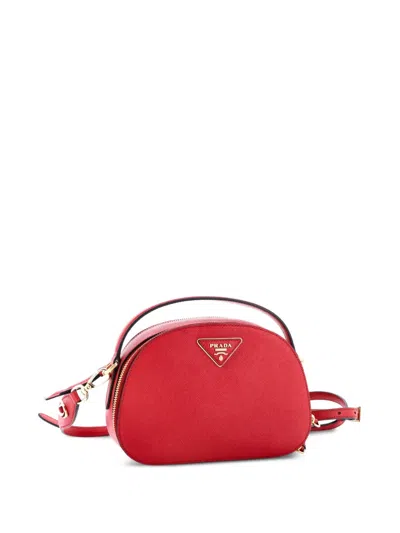 Pre-owned Prada Odette Top Handle Bag Saffiano Leather Small Shoulder Bag In Red