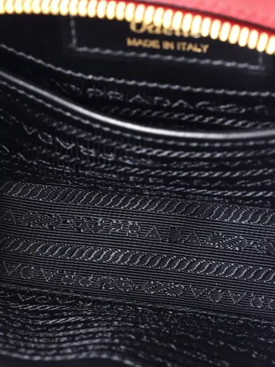 Pre-owned Prada Odette Top Handle Bag Saffiano Leather Small Shoulder Bag In Red