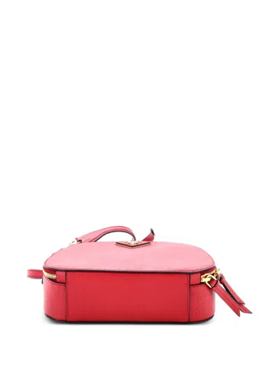 Pre-owned Prada Odette Top Handle Bag Saffiano Leather Small Shoulder Bag In Red