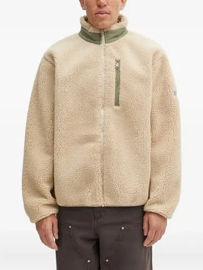No Problemo Zipped Fleece Jacket In Neutral
