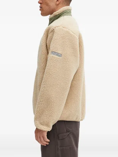 No Problemo Zipped Fleece Jacket In Neutral
