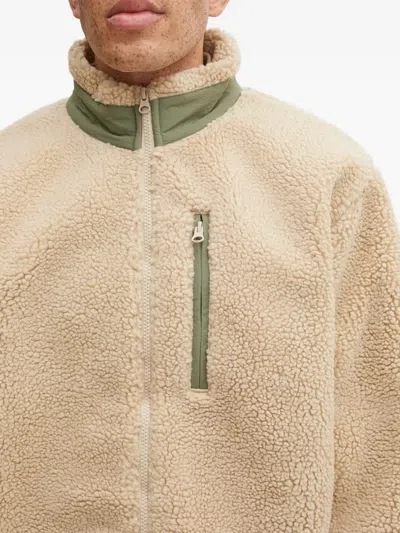 No Problemo Zipped Fleece Jacket In Neutral
