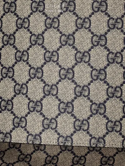 Pre-owned Gucci Logo Shopper Printed Canvas Medium Tote Bag In Neutral