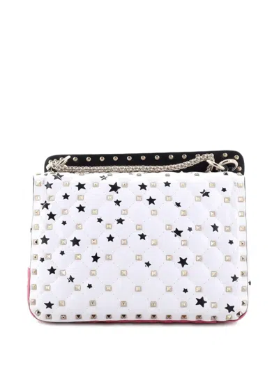 Pre-owned Valentino Garavani Rockstud Spike Flap Bag Quilted Leather Medium Crossbody Bag In Multi