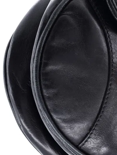 Pre-owned Dior Vintage Saddle Bag Leather Medium Shoulder Bag In Black