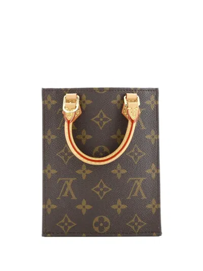 Pre-owned Louis Vuitton Petit Sac Plat Bag Monogram Canvas Crossbody Bag In Brown