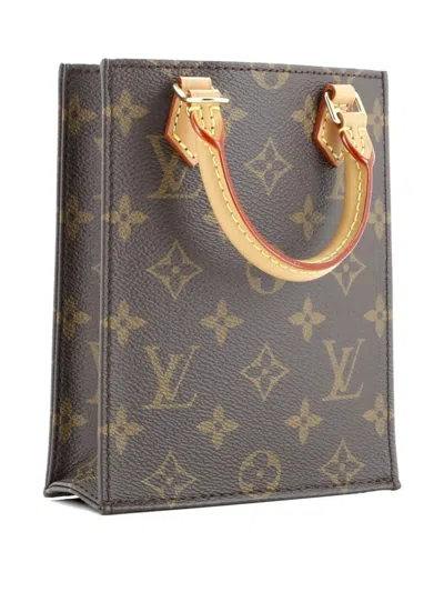 Pre-owned Louis Vuitton Petit Sac Plat Bag Monogram Canvas Crossbody Bag In Brown