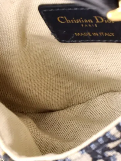 Pre-owned Dior Saddle Handbag Oblique Canvas Mini Shoulder Bag In Blue