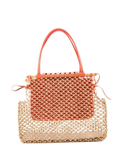 Pre-owned Goyard Aligre Bag Raffia Net With Coated Canvas Tote Bag In Neutral