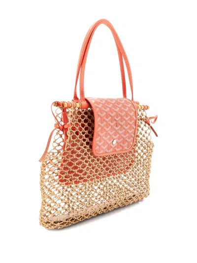 Pre-owned Goyard Aligre Bag Raffia Net With Coated Canvas Tote Bag In Neutral