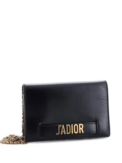 Pre-owned Dior J'a Wallet On Chain Leather Crossbody Bag In Black