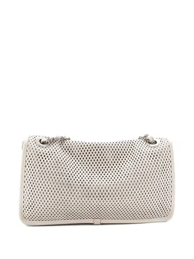 Pre-owned Chanel Up In The Air Flap Bag Perforated Leather Medium Shoulder Bag In Neutral