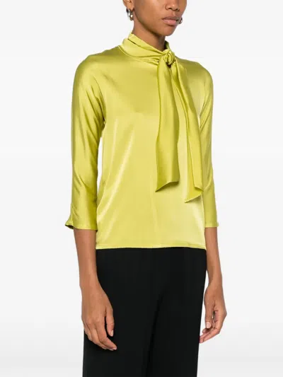 Jucca Bow Silk Blouse In Green