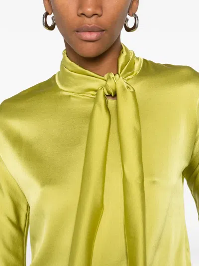 Jucca Bow Silk Blouse In Green