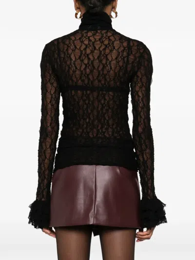 So Allure Lace Ruffled Blouse In Black