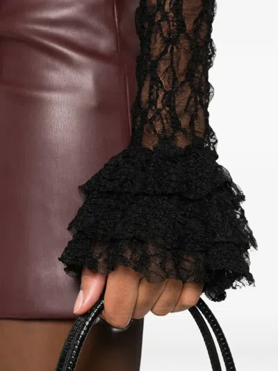 So Allure Lace Ruffled Blouse In Black