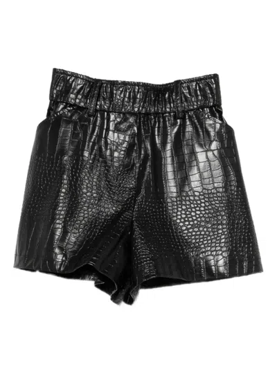 So Allure Ecococco Crocodile Effect Shorts In Black