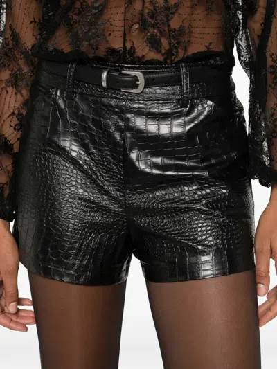 So Allure Ecococco Crocodile Effect Shorts In Black