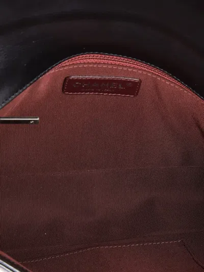 Pre-owned Chanel Chained Boy Flap Bag Quilted Glazed Calfskin New Medium Shoulder Bag In Black