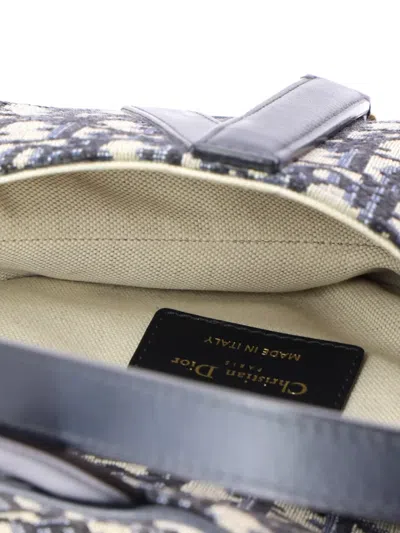 Pre-owned Dior Saddle Handbag Oblique Canvas Mini Shoulder Bag In Blue