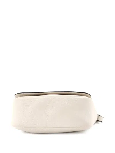 Pre-owned Prada Dual Strap Flap Vitello Daino Small Crossbody Bag In Neutral