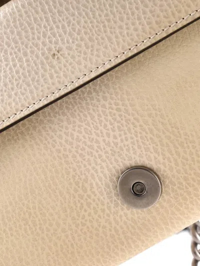 Pre-owned Gucci Dionysus East-west Flap Bag Leather Small Shoulder Bag In Neutral