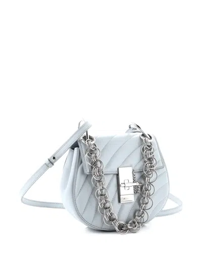 Pre-owned Chloé Drew Bijou Quilted Leather Small Crossbody Bag In Blue