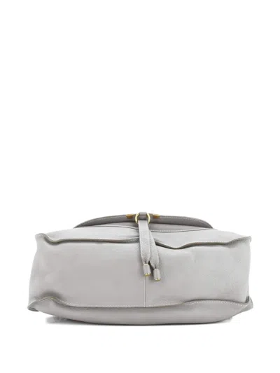 Pre-owned Chloé Marcie Leather Large Shoulder Bag In Gray