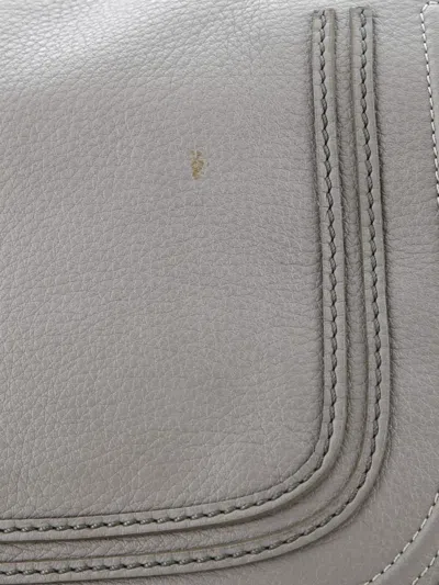 Pre-owned Chloé Marcie Leather Large Shoulder Bag In Gray
