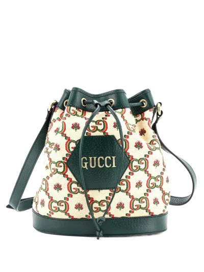 Pre-owned Gucci 100 Ophidia Limited Edition Canvas Bucket Bag In Green