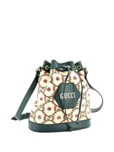 Pre-owned Gucci 100 Ophidia Limited Edition Canvas Bucket Bag In Green