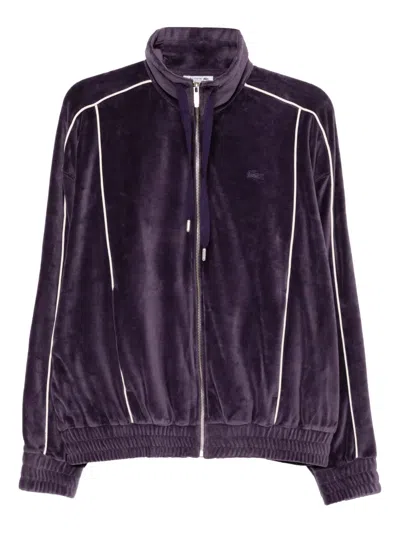Lacoste Zip-up Velour Jacket In Purple