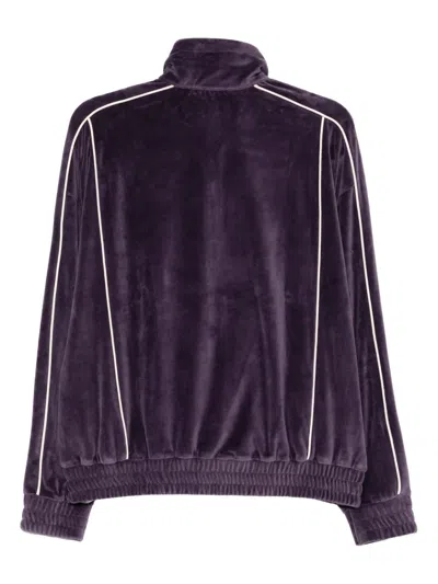 Lacoste Zip-up Velour Jacket In Purple