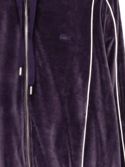 Lacoste Zip-up Velour Jacket In Purple