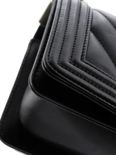 Pre-owned Chanel Boy Flap Bag Chevron Lambskin Mini Shoulder Bag In Black