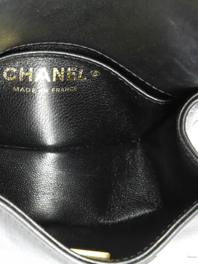 Pre-owned Chanel Boy Flap Bag Chevron Lambskin Mini Shoulder Bag In Black