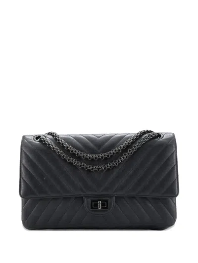 Pre-owned Chanel So Black Reissue 2.55 Flap Bag Chevron Sheepskin 226 Shoulder Bag