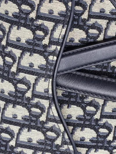 Pre-owned Dior Saddle Handbag Oblique Canvas Mini Shoulder Bag In Blue